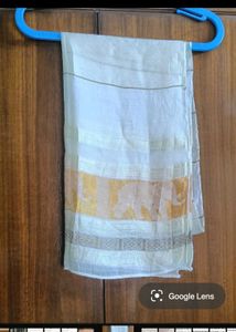 Elegant White Stole with Elephant Motif