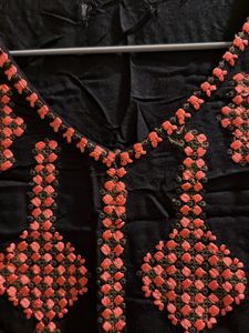 Black Kurta with Red Embroidery