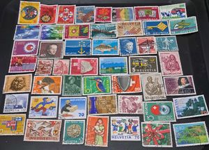 50 Vintage Helvetia Stamp Collection