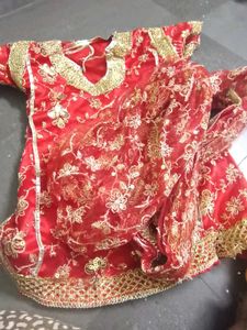 Red Embroidered kids khada dupatta