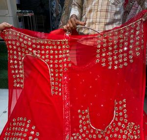 Stunning Red Sequined Lehenga Choli