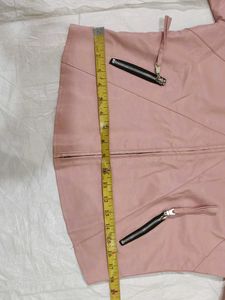 Pink Faux Leather Moto Jacket