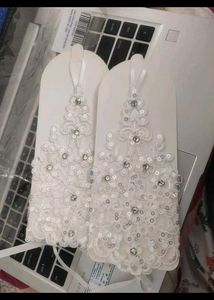 🤍Elegant White Bridal Lace Gloves🤍