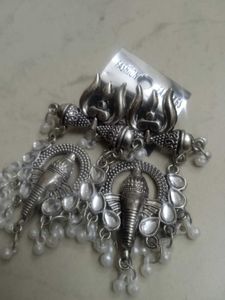 Oxidized Silver Trishul And Lord Ganesh Shiv Pearl