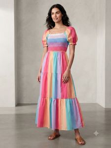 Rainbow Striped Maxi Dress