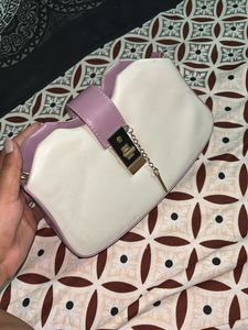 Chic White & Lilac Clutch Bag
