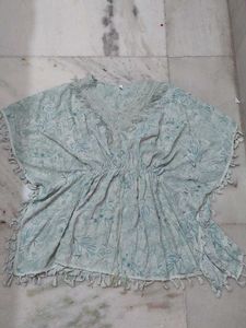 Light Blue Floral Kaftan Top