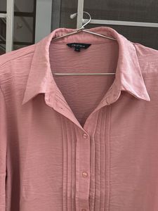 Dusty Rose Collared Button-Up Blouse