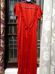 Elegant Red Satin Nightgown