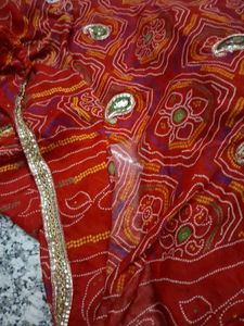 Traditional Red Bandhani Saree