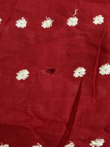 Damaged Red Cotton N Purple Saree For Grabs
