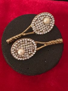 Vintage Rhinestones Tennis Racket brooches