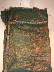 Jimmy choo Teal Saree with Gold Embellishments