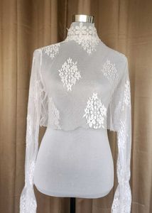 White Lace High Neck Blouse