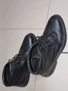Men's Black ID Leather Work Shoes 🥾
