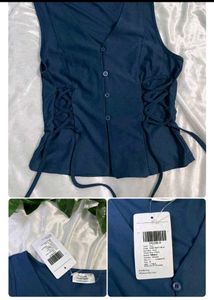 combo blue waistcoat beige white trousers