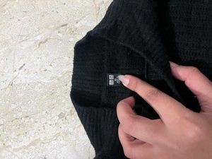 Black Knit Mock Neck Sweater