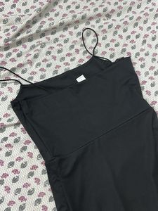 Perfect Black Dress. Thigh Slit . Square Necked . Sleeveless