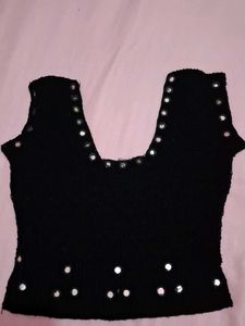 Black Blouse with Mirror Work