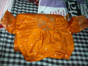 Vibrant Orange Brocade Dupatta with Tassels