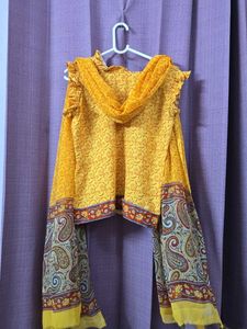 Yellow Printed Co-ord Set (with Dupatta)