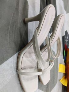 Chic Ivory Strappy Kitten Heel Sandals
