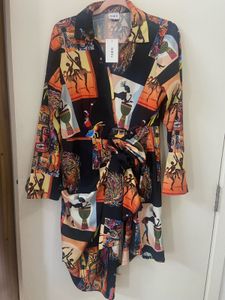 Vibrant Print Mini Dress with Belt style