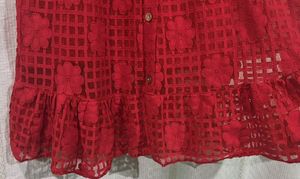 Chic Red Lace Off-Shoulder Top