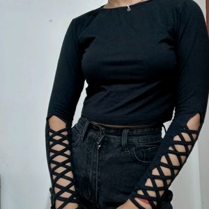 Slim Fit Top With Sleeve Cutouts