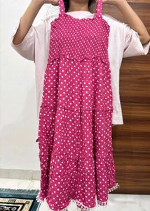 Cute Pink Polka Dot Ruffle Dress