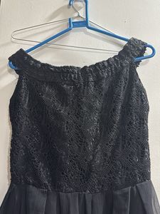 black elegant off-shoulder gown