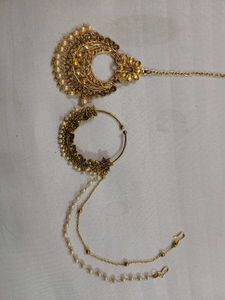 Indian Nose Ring & Maang Tikka set