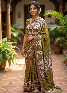 Vibrant Ethnic Saree with Floral Print