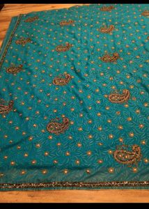 y2k Paisley sea green zari work Saree