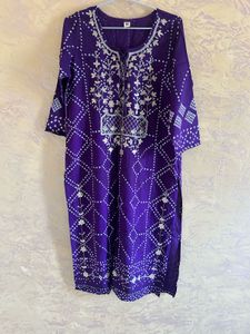 Vibrant Purple Bandhani Kurta Set