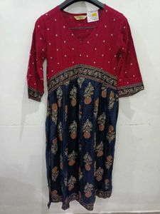 Elegant Navy Blue Printed Kurta