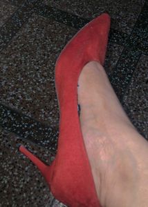 Chic Red Suede Stiletto Heels