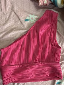 Vibrant One-Shoulder Pleated Top
