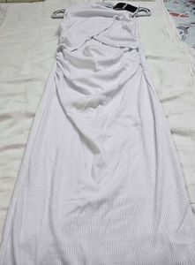 Ribbed Twist Front Sleeveless Dress
