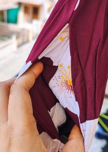 Maroon Floral Print Dress