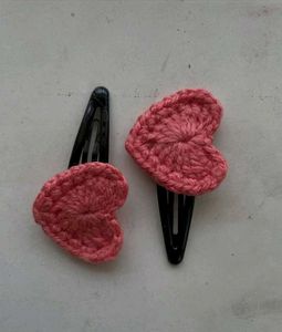 Handmade Heart Crochet Hair Clips