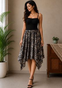 Black & White Printed Midi Dress