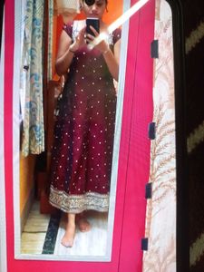 Maroon  Polka Dots suit