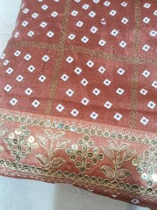 Elegant Peach Saree with Golden Embroidery