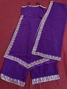Elegant Purple suit set with Embroidery