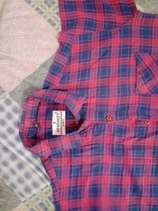 Men's Red &amp; Blue Plaid Shirt