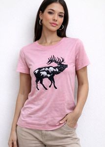 Deer Graphic Pink T-Shirt