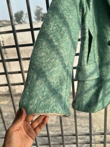 Ice Blue Textured Wool Blend Coat ❤️‍🔥❄️