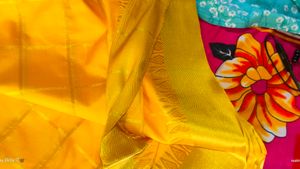 Yellow Checkered Saree