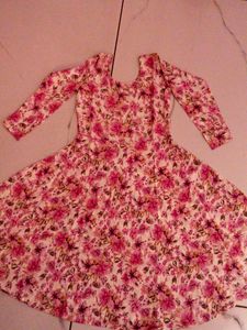 Handmade Pink Floral Flare Dress (Brand New)